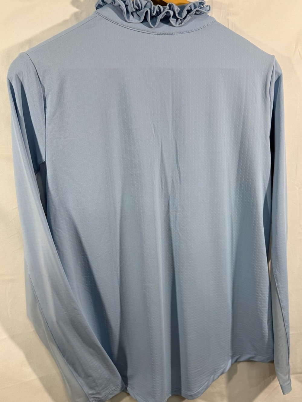 G Lifestyle Double Ruffle Long Sleeve Golf Top Light Blue/Bright Peri Size L NWT - Picture 7 of 7